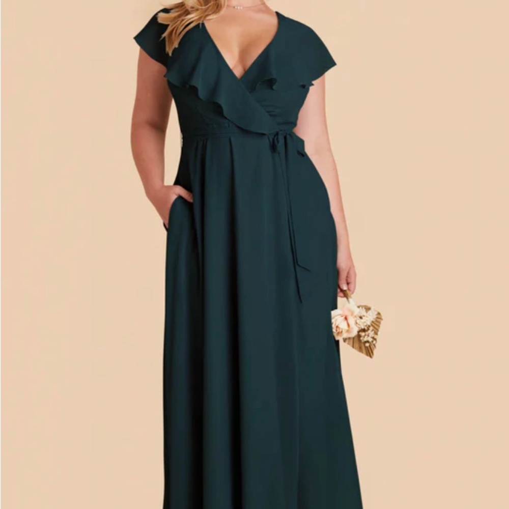 BIRDY GREY BRIDESMAID JACKSON DRESS CHIFFON EMERALD SIZE SMALL